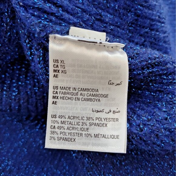 INC International Concepts Women’s Sweater Size XL Blue Sparkly V-Neck Pullover - Picture 7 of 7